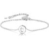 Candyfancy 925 Sterling Silver Initial Bracelet for Women Silver Alphabet Bracelet 16 cm Plus 5 cm Extension Chain Adjustable Letter Bracelet, Argento sterling