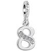LSxAB Ciondolo portafortuna con numeri arabi da 0 a 9, per donne e ragazze, per compleanno e sport, compatibile con braccialetti Pandora, Rame, Non pietra preziosa