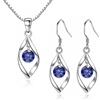 Zolkamery - Set di gioielli in argento 925 da donna, collana con torsione in argento Sterling 925 e orecchini pendenti, set di gioielli con gancio in argento per donne e ragazze con catenina e