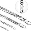 Inscca Collana da uomo in argento, per uomo, in acciaio inox, catena cubana per ragazzi, 3/6/9/12 mm, sottile, acciaio chirurgico 316L, catena hip hop 45/50/55/60/65/70/75 cm, 46 cm