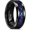 King Will - Fede nuziale da uomo, 6 mm/8 mm, in carburo di tungsteno, nero/argento, con inserti frammentati blu, rosso, oro e viola, bordo smussato, R 1/2(59.53mm), Tungsteno Carburo di tungsteno, Non