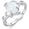 POPLYKE Anello da donna in argento Sterling, con quadrifoglio/opale, regalo per donne e ragazze, Argento sterling, Nessuna pietra preziosa