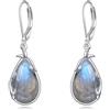 POPLYKE Labradorite orecchini a foglia per le donne in argento sterling labradorite orecchini pendenti labradorite gioielli per le donne, Nessuna pietra preziosa