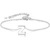 Candyfancy 925 Sterling Silver Initial Bracelet for Women Silver Alphabet Bracelet 16 cm Plus 5 cm Extension Chain Adjustable Letter Bracelet, Argento sterling