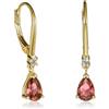 Diamond Treats Orecchini Pendenti Donna Argento 925 Placcato Oro Rossi Goccia 6x8 mm con Zirconia Cubica, Monachella Elegante