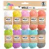 Ursus 56050099 - Gomitolo di lana pastello, 100% cotone, per lavori a maglia e uncinetto e per piccoli progetti di bricolage, Confezione da 10 colori x 29m