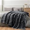 MH MYLUNE HOME Coperta in pile reversibile, soffice e ultra morbida in microfibra, con stampa leopardata, 180 x 200 cm, grande, calda, per divano, letto, sedia, divano, divano, colore blu navy