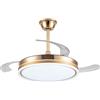 DRW Lampada Ventilatore da soffitto Dorato con Pale retrattili 3 Colori di luci e Telecomando Ø106 x 36 - 53 cm