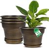 Fodetyff Set di 4 vasi per piante, 33 cm, grandi vasi da fiori in plastica per piante da interno con fori di drenaggio e vassoi, set di contenitori decorativi in resina con sottovaso, per casa, giardino,