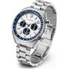 CADISEN Orologio al quarzo da uomo elegante casual business con cinturino in acciaio inox in vetro zaffiro, bianco, Bracciale