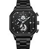 RORIOS Orologio da Uomo Quarzo - Polso Moda Quadrato Multifunzione Cronografo Luminosi Analogico Acciaio Inossidabile Nero C