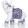 HERCHR Feng Shui Statua di elefante Blu e Bianca, Simbolo di Ricchezza Cinese Buona Fortuna Elefante statuetta per Decorazione Ufficio Domestico, 11 x 4,5 x 11 cm / 4,3 x 1,7 pollice
