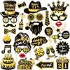 Lekabee Photo Booth Compleanno 21 anni, 30 Pezzi Foto Props per Feste e Compleanni con Nero Oro, Spiritosi Fai da Te Gadget 18 anni Ragazza Ragazzo per Invitati (21th)