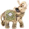 HERCHR Statua di Elefante di Buona, Fortunato Verde Ricchezza Statua di Elefante, Resina Artistica Elefante Scultura, Feng Shui Elefante Collezionabile Scultura per la Decorazione Domestica 13.5×6×14cm