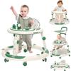 EULEUY Girello per bambini,Girello Pieghevole 4 in 1 con Vassoio Portagiochi,Altezza Regolabile a 3 Marce e Ruote per Bambini e Bambine Primi Passi per Bambini 6-24 Mesi