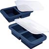 Souper Cubes Vassoio congelatore in silicone con coperchio per 2 tazze, perfetto per conservare lasagne, avanzi, salse, pasti porzionati e altro ancora, stampi in silicone per congelatore per zuppe
