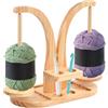 Astralong Porta Gomitolo Uncinetto, Portagomitolo Girevole per Uncinetto, Avvolgitore Magnetico in Legno, Supporto Doppio per Filati con Organizer, Regalo per Gli Amanti del Lavoro a Maglia (A)