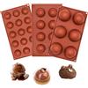 MARUKO 3 stampi per cioccolato pasquale, stampi in silicone a forma di sfera, per cioccolatini, per realizzare bombe di cioccolata calda, decorazioni per torte, gelatine, budini (6, 8, 15 fori)