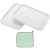 PATIKIL 30.5x22cm Vassoio Plastica, 2Pz Piatti Rettangolari Piccoli Vassoi da Portata Decorativo Vassoio con Panno Riutilizzabili Alimenti Grano per Dessert Frutta Torte,Bianco