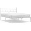 vidaXL Struttura letto con testiera in metallo bianco 150x200 cm