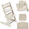 Stokke Kit Tripp Trapp con Cuscino Eco e Baby Set 2 - Vanilla White - Beige Timber Eco