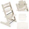 Stokke Kit Tripp Trapp con Cuscino Eco e Baby Set 2 - Vanilla White - Wheat Cream Eco