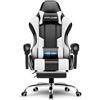 GTPLAYER Sedia da gaming, da ufficio, da gioco, ergonomica, con poggiapiedi, per massaggi, cuscino lombare, imbottita, sedia girevole, colore: bianco
