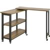 SoBuy FWT83 Tavolino a L con 2 ripiani Tavolino da divano con ruote scrivania angolare tavolo da lavoro design industriale