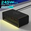 URVNS Caricatore da tavolo GaN da 245W con 5 porte USB C PD per ricarica rapida (65W+30W+30W USB-C, 60W QC 3.0 USB-A) per MacBook, iPhone, Samsung