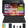DOOGEE Tab G6 Pro 2 in 1 Tablet PC Gemini AI 12" 2.4K Android 16 36GB RAM (8+28) 128GB ROM Batteria 9000mAh Helio G100 Tablet Pad