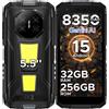 DOOGEE Fire 3 Max Telefono Robusto 32GB+256GB Display HD+ da 5.5" Luci da Campeggio 8350mAh UNISOC T7250 48MP NFC Android 15