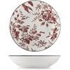 H&H, set 6 Piatti Fondi Elizabeth in Porcellana Decorata, Colore Rosso, Diametro 20 cm - Adatti a Lavastoviglie e Microonde