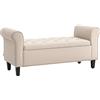HOMCOM Panca Fondo Letto in Tessuto Vellutato con Spazio Portaoggetti e Braccioli, 126x48.5x57 cm, Beige | Aosom Italy