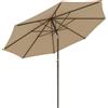 Outsunny Ombrellone da giardino Ø 2,63 m in metallo Rotondo Poliestere 180g/m² manovella inclinabile beige