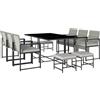 Outsunny Set Pranzo Patio 11 Pezzi, Mobili Esterno Con 6 Poltrone, 4 Pouf, Grigio | Aosom Italy