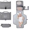 Bebamour Fasciatoio portatile con salviettine tascabili da viaggio con cuscino per la testa per neonati impermeabile pannolini fasciatoio essenziali per neonati,Grey