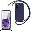 SLWYF Custodia per Samsung Galaxy S11/S20 Plus Cover con Cordino, Silicone Antiurto TPU Morbido Corda Collana Necklace Regolabile Stylish con Catena Ultra Sottile Cover Case, Blu navy
