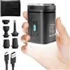 HOSPAOP Pompa ad aria elettrica, batteria per materasso gonfiabile, 2400 mAh, ricaricabile, 3 in 1, gonfiaggio e deflate, mini pompa con USB, 5 bocchette d'aria