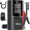 Olvy 4-in-1 Portable Car Jump Starter with Air Compressor, 1500A Peak, 12000mAh Power Bank, Smart Protection, LED Light, Digital Display, Compact Jump Starter for 12V Petrol & Diesel Vehicles