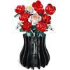 Lenkyin Kit di vasi in legno per rose Lego, fiori di ciliegio, girasole, tulipani, narcisi, loto, grazioso vaso di fiori per bouquet Lego, decorazione per la casa, per donne e adulti (nero)