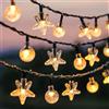 MUCHER Catena di luci solari per esterni, 9,5 m, 50 LED, a 8 modalità, impermeabile, per interni ed esterni, per giardino, terrazza, balcone, matrimonio (stelle e sfere di cristallo)