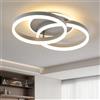 Amdelne Plafoniera LED Soggiorno 2 Ring φ50 cm 36W Moderna Dimmerabile con Telecomando, in Metallo+Acrilico, Design Rotondo, per Soggiorno, Camera, Sala da Pranzo - Grigio