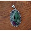 Delizioso Pendente In Argento Sterling 925 Con Gemma Di Ruby Zoisite S-214