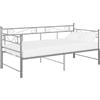 vidaXL Divano letto allungabile in metallo grigio 90x200 cm