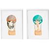 Crochetts Set di 2 immagini Crochetts Colorato Legno MDF 33 x 43 x 2 cm Giraffa Zebra (2 pezzi)