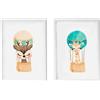 Crochetts Set di 2 immagini Crochetts Colorato Legno MDF 33 x 43 x 2 cm Giraffa Cervo (2 pezzi)