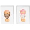 Crochetts Set di 2 immagini Crochetts Colorato Legno MDF 33 x 43 x 2 cm Elefante Orso (2 pezzi)