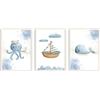 Crochetts Set Crochetts composto da 3 immagini per bambini con motivi oceanici: polpo, barca e balena LMN-91-C