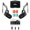 Movo Set di apparecchiature per podcast portatili per iPhone e telefoni Android, kit podcast con interfaccia audio, 2 microfoni dinamici CastMic, 2 bracci ad asta, per smartphone, computer, PC, Mac