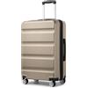 KONO Valigia Media da 65 cm, Valigie Trolley Bagaglio a Mano Rigido Espandibile, Leggera Serratura TSA, 4 Robuste Ruote Girevoli (Oro, 65 x 43.5 x 25 cm)
